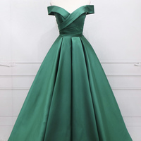 Green satin long prom dress green evening dress - Thumbnail 4