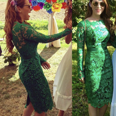 Lace green party dresses bridesmaid dresses prom gown - Thumbnail 2