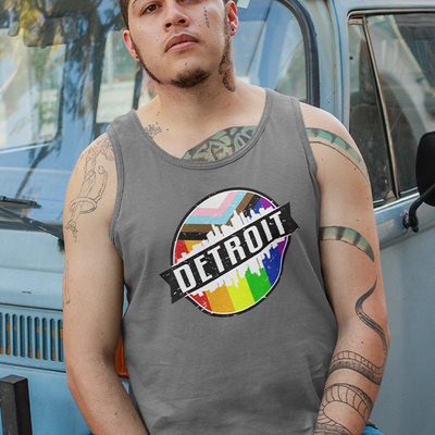 Progressive detroit pride charcoal grey unisex tank
