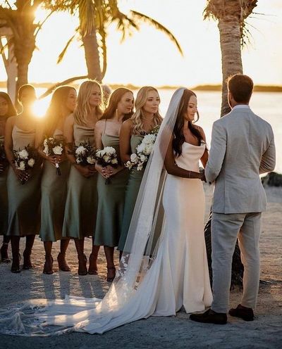 Charming Mermaid Cowl Neck Soft Satin Wedding Dress with Appliques