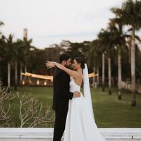 Ball Gown V Neck White Satin Long Wedding Dresses - Thumbnail 2