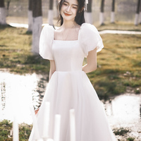 White tulle short A line prom dress homecoming dress - Thumbnail 3