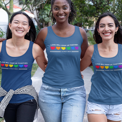 Detroit love will keep us, navy racerback tank top