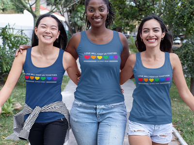 Detroit Love will keep us, navy racerback tank top