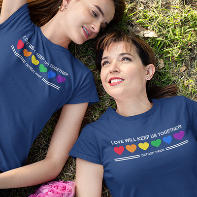 Detroit love will keep us, navy women's t-shirt