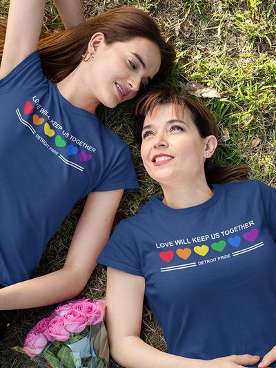 Detroit Love will keep us, navy women's t-shirt