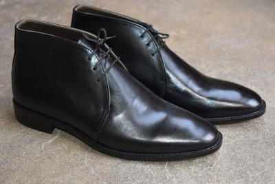 Handmade Men Black Leather Finished Chukka Designer Lace up Dress Boot