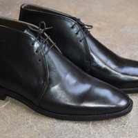 Handmade Men Black Leather Finished Chukka Designer Lace up Dress Boot - Thumbnail 2