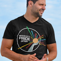 Detroit official logo, black unisex v-neck t-shirt - Thumbnail 3