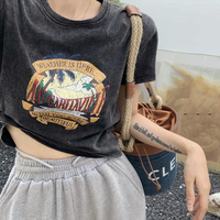 Free Shipping Vintage Palm Printed Tee - Thumbnail 1