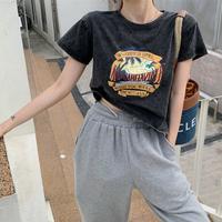 Free Shipping Vintage Palm Printed Tee - Thumbnail 2