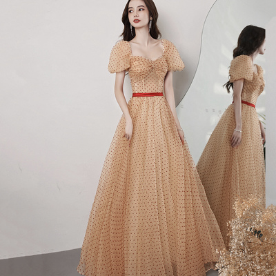 Lovely tulle polka dot long prom dress evening dress - Thumbnail 2