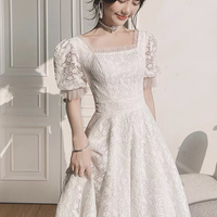 White lace short prom dress homecoming dress - Thumbnail 1