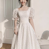 White lace short prom dress homecoming dress - Thumbnail 5