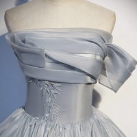 Gray tulle lace long ball gown dress formal dress - Thumbnail 1