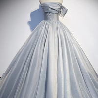 Gray tulle lace long ball gown dress formal dress - Thumbnail 5