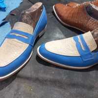 Customise Men's Two Tone Leather Handmade Moccasin Formal Shoes  - Thumbnail 1