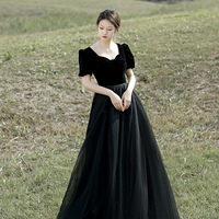 Black tulle long prom dress black evening dress - Thumbnail 6