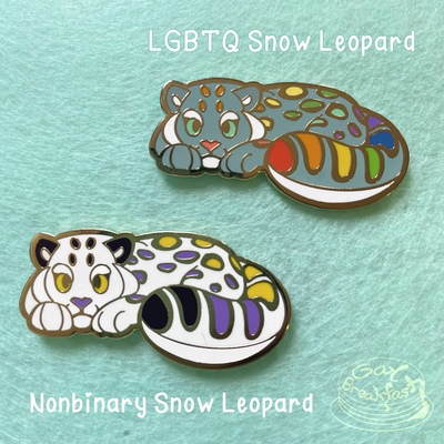 Snow Leopards: Nonbinary and LGBTQ pins