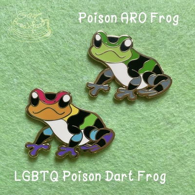 Frogs: Aro and LGBTQ pins