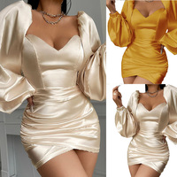 Long Sleeve Sexy Tight High Waist Dress - Thumbnail 3