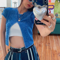 IRREGULAR CUT CROP TOP - Thumbnail 1