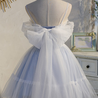Cute tulle lace short prom dress blue evening dress - Thumbnail 5