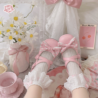 Original  polka dot bow high heels round toe women's shoes - Thumbnail 3