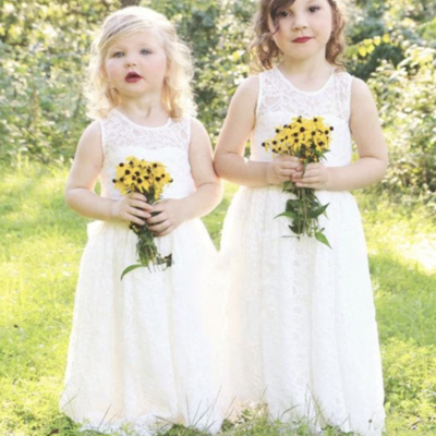 Lace flower girl dresses floor length - Thumbnail 3