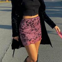 Burgundy Printed Mesh Skirt - Thumbnail 6