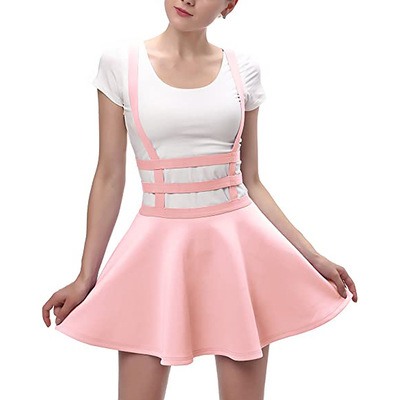 Women's Pleated Suspender Skirt Elastic dress 