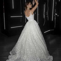 SP2116,Sparkly Charming V Neck Straps Sequins White Wedding Dresses,Glitter White Prom Dresses - Thumbnail 1
