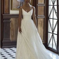 SP2116,Sparkly Charming V Neck Straps Sequins White Wedding Dresses,Glitter White Prom Dresses - Thumbnail 2