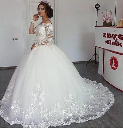 SP2118,Gorgeous white bridal gown,princess wedding gown,applique wedding dresses