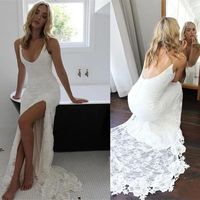SP2121,Gorgeous spaghetti straps white lace wedding dresses,v-back long wedding gown long bridal dresses - Thumbnail 1