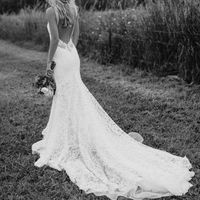 SP2128,New Floral Lace Spaghetti Straps Wedding Dresses Mermaid Court Train Open Back Lace Wedding Gown - Thumbnail 2