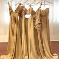 SP2130,Gold champagne satin bridesmaid dresses sexy mixmatch bridesmaid dress - Thumbnail 1