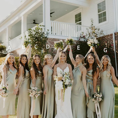Sp2131,mint green silk satin bridesmaid dresses 