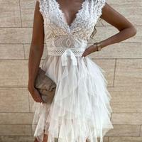 SP2135,White lace homecoming dresses,tulle short prom dress - Thumbnail 2
