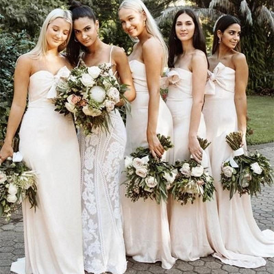 Sp2137,mermaid sweetheart long satin bridesmaid dresses with bowknot