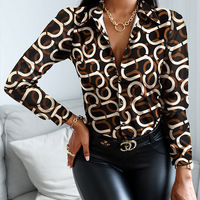 Women's Printed Long Sleeve Shirt - Thumbnail 1