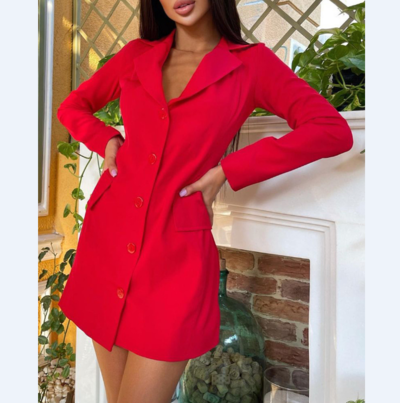 Red Fashion Sexy Long Sleeve Dress