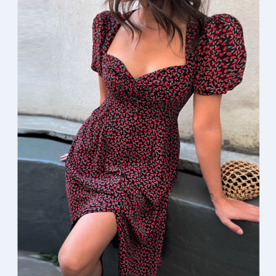 Women's sexy chiffon short sleeve dress