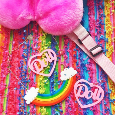 Doll heart pastel pink earrings