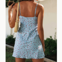 Printed Temperament Sling Bowknot Sexy Dress - Thumbnail 2