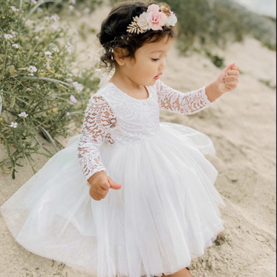Short length flower girl dresses with sleeves - Thumbnail 4