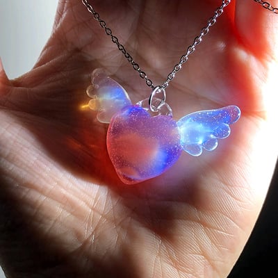 Pretty crystal transparent angel heart wings jewelry power energy chains necklace pendant - Thumbnail 3