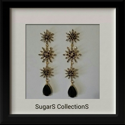 Three star teardrop post earring