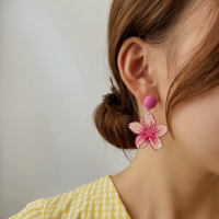 Sakura Cherry Blossom Flowers Dangle Earrings - Thumbnail 2