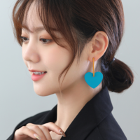 Heart Color Block Earrings - Thumbnail 3
